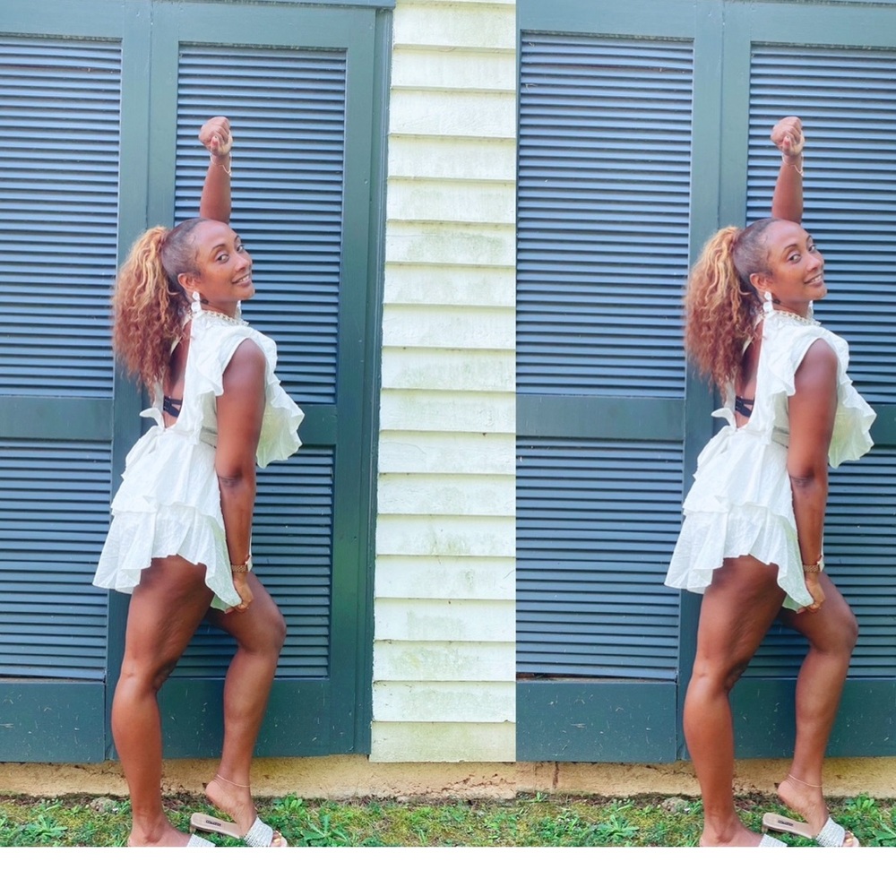 White Lace Ruffle High-Neck Dress - Picture 2 of 5